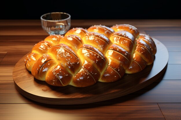 Plato de challah en 3d para Hanukkah