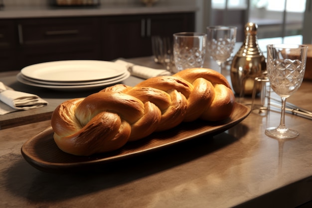 Foto gratuita plato de challah en 3d para hanukkah