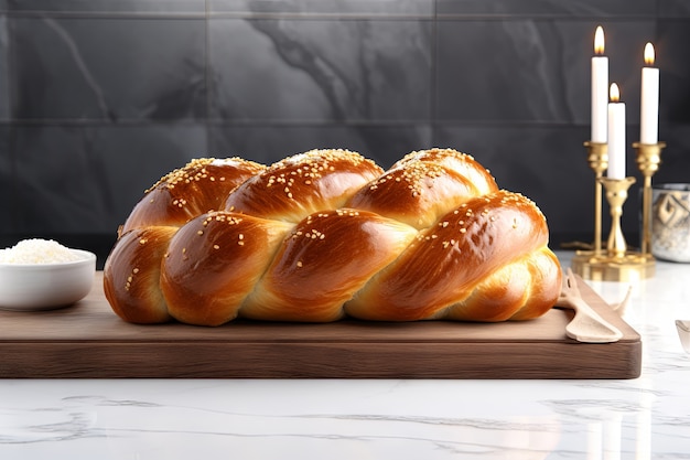 Plato de challah en 3d para Hanukkah