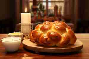 Foto gratuita plato de challah en 3d para hanukkah