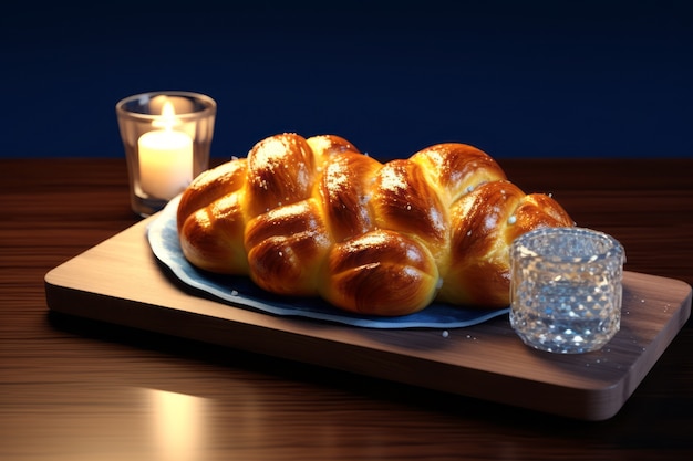 Foto gratuita plato de challah en 3d para hanukkah