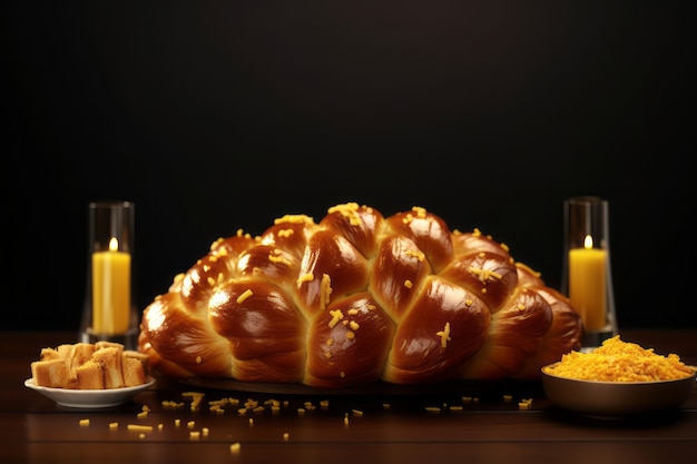 Foto gratuita plato de challah en 3d para hanukkah