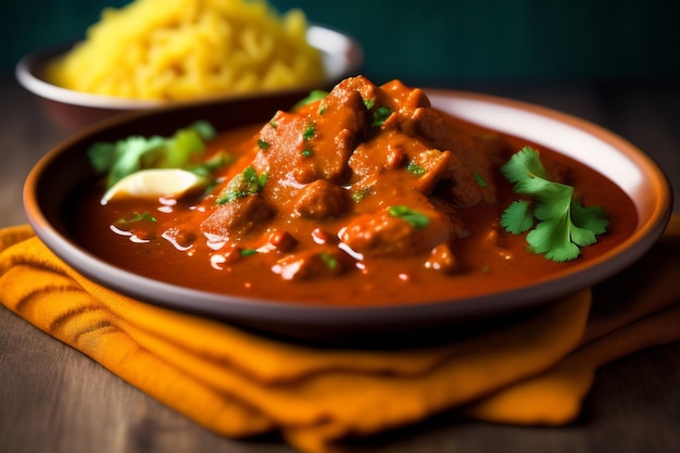 Foto gratuita un plato de comida con un plato de curry de ternera.