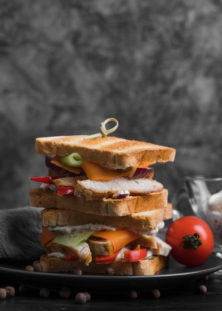 Foto gratuita plato con sándwiches de pan tostado