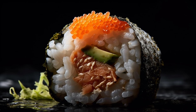 Foto gratuita plato de sushi gourmet con frescura y elegancia generado por ia