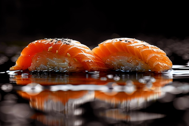 Foto gratuita plato de sushi de mariscos muy detallado con un simple fondo negro