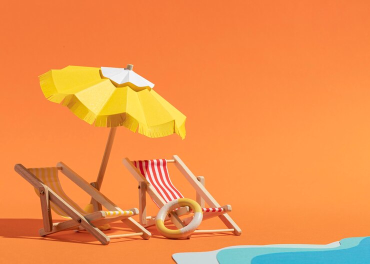 Foto gratuito playa de verano hecha de diferentes materiales