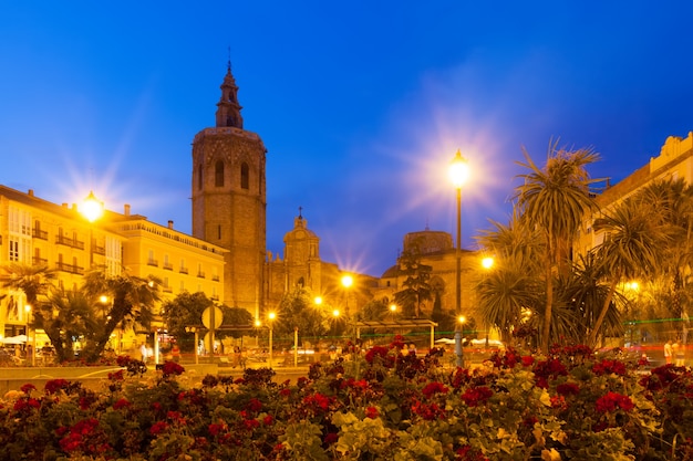 Plaza de la Reina en la noche. Valencia, España