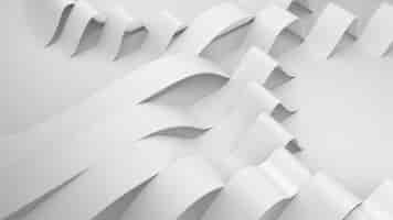 Foto gratuita pliegues blancos de rayas sobre una superficie. superficie arrugada deformada con luz suave. telón de fondo brillante moderno con arrugas en estilo minimalista. ilustración de render 3d.