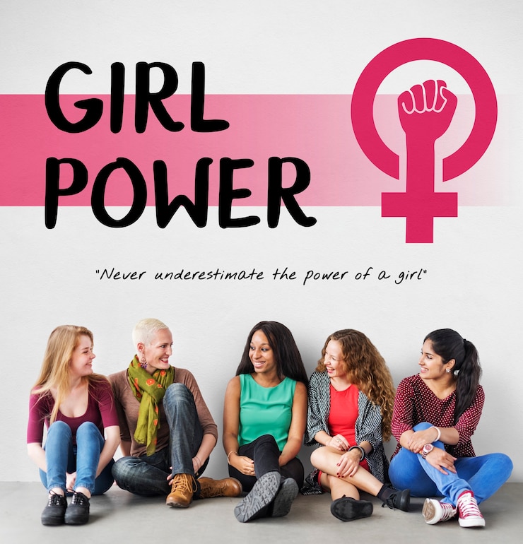 Foto gratuito el poder de las mujeres, el feminismo, el concepto de igualdad de oportunidades