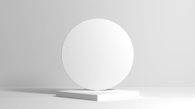Podio cuadrado blanco claro abstracto con composición de espalda redonda