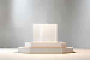 Foto gratuita podio minimalista blanco y dorado para presentación de productos sobre fondo abstracto
