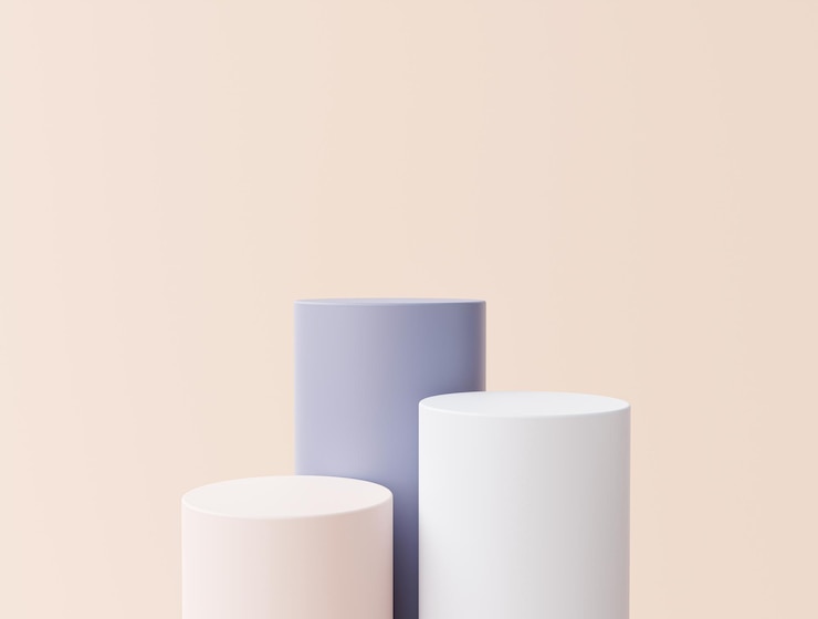 Foto gratuito podio mínimo para soporte de exhibición de producto pedestal estudio azul pastel color fondo 3d renderizado