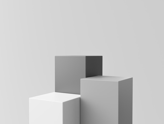 Podio mínimo para soporte de exhibición de producto pedestal estudio fondo de color gris representación 3d