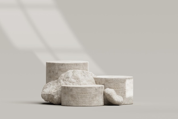 Foto gratuita podio de piedra pedestal de roca escenario escena vacía exhibición de productos de lujo fondo natural para la colocación de productos representación 3d