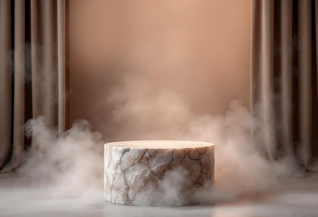 Podium de mármol con humo