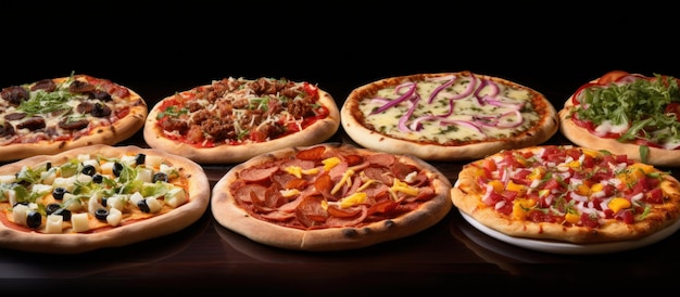 Foto gratuita porciones de varias deliciosas pizzas horneadas