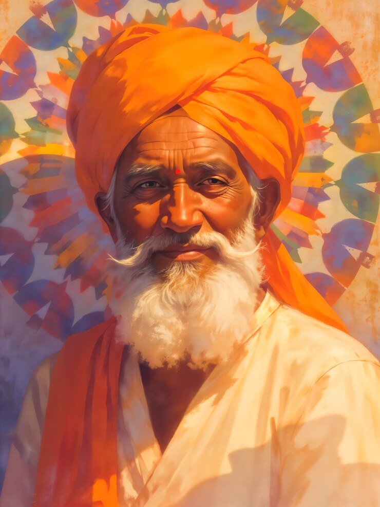 Foto gratuito portrait of an elderly indian man with a turban