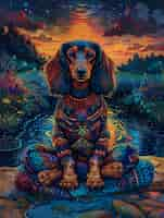 Foto gratuita portrait of animal meditating and practicing mindfulness in digital art style