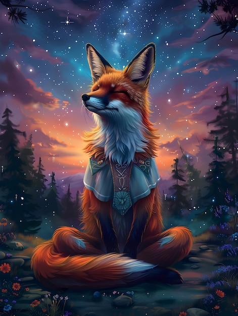 Foto gratuita portrait of animal meditating and practicing mindfulness in digital art style