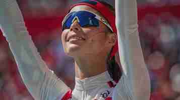 Foto gratuita portrait of athletic woman competing in the olympic games tournament