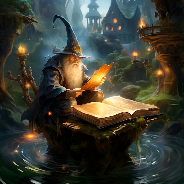 Foto gratuita portrait of fantasy wizard character