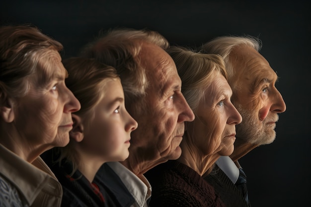 Foto gratuita portrait of multi-generational family sharing a house due to unaffordable price increase in the housing market