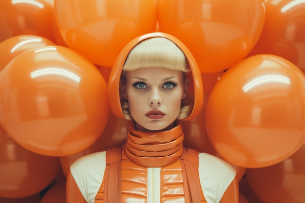 Portrait of woman with cool superhero suit