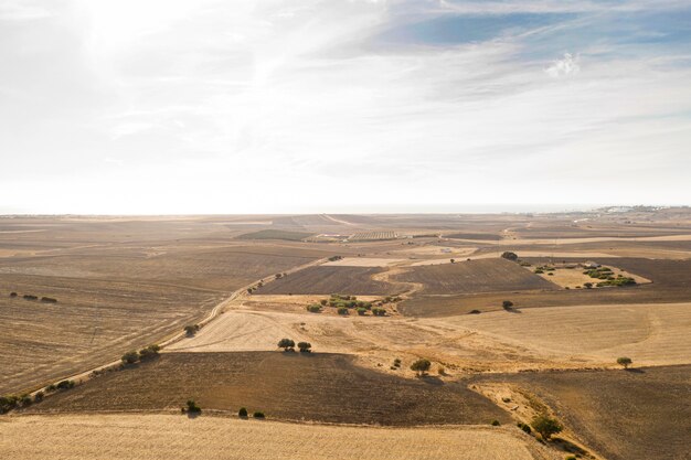 Posibilidad remota de hermosos campos y cultivos tomados por drones