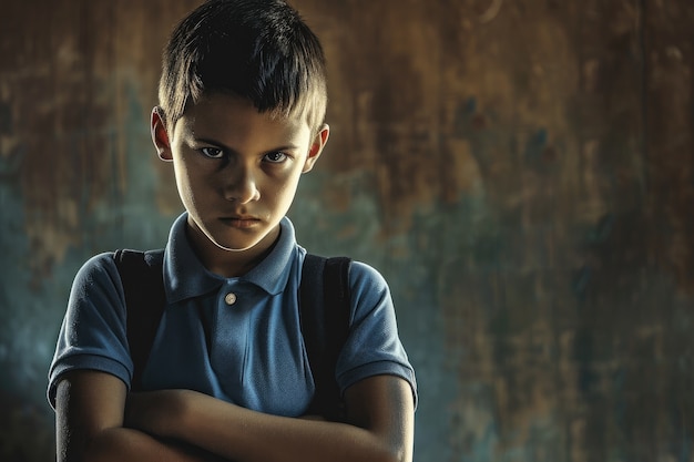 Foto gratuita posición del niño que sufre de acoso escolar