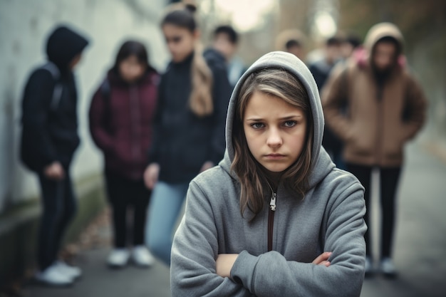 Foto gratuita posición del niño que sufre de acoso escolar