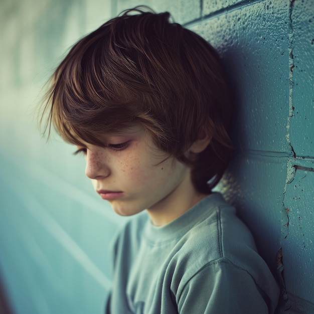 Foto gratuita posición del niño que sufre de acoso escolar