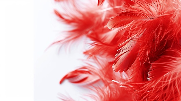 Foto gratuita postal del día de san valentín con esponjosas plumas rojas sobre fondo blanco.