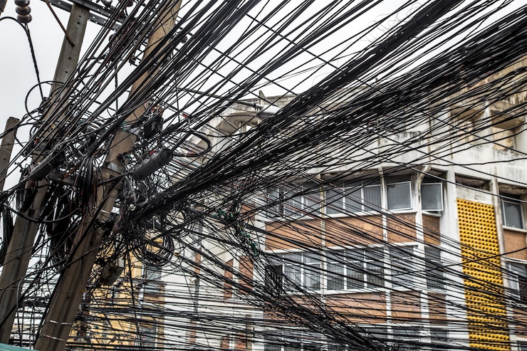 Foto gratuito postes eléctricos en tailandia