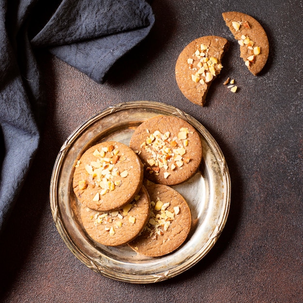 Postre de galletas de invierno vista superior