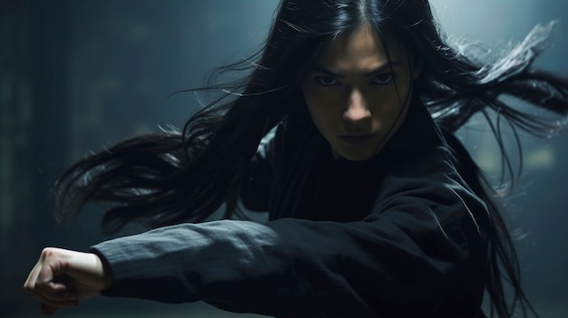 Potret fotorealistik prajurit ninja wanita