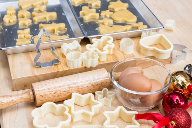 preparación de las galletas de Navidad