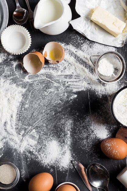 Preparación de ingredientes de cocción de la cocina para cocinar.