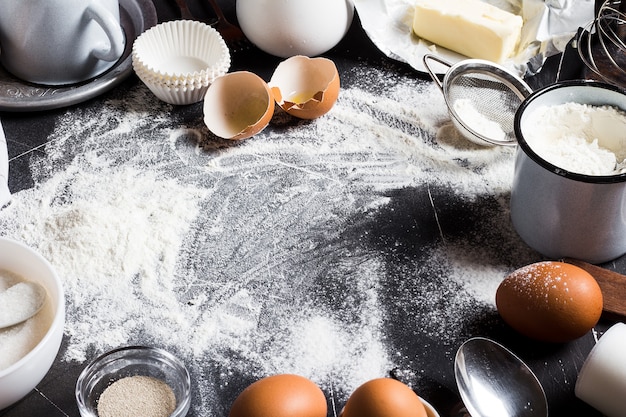 Preparación de ingredientes de cocción de la cocina para cocinar.