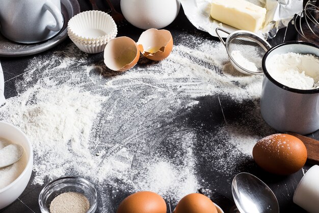 Preparación de ingredientes de cocción de la cocina para cocinar.