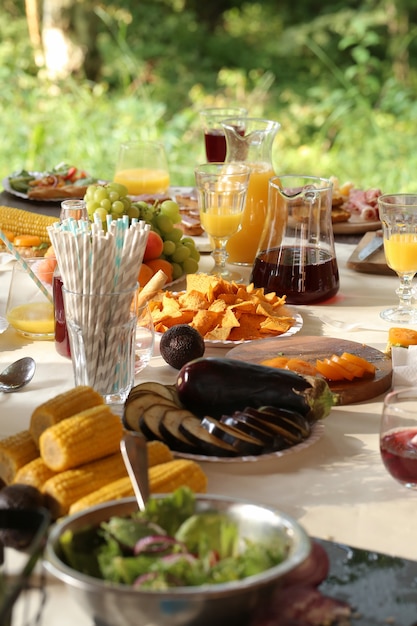 Foto gratuita preparando comida para picnic