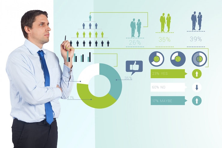 Photo Gratis pria melihat diagram lingkaran