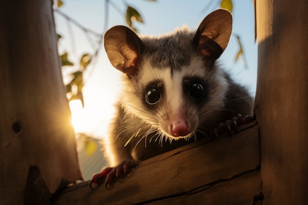 Foto gratuita primer plano de una adorable zarigüeya en la naturaleza