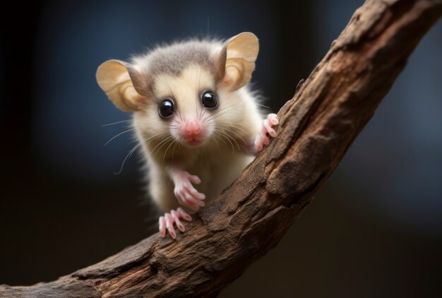 Primer plano de una adorable zarigüeya en la naturaleza