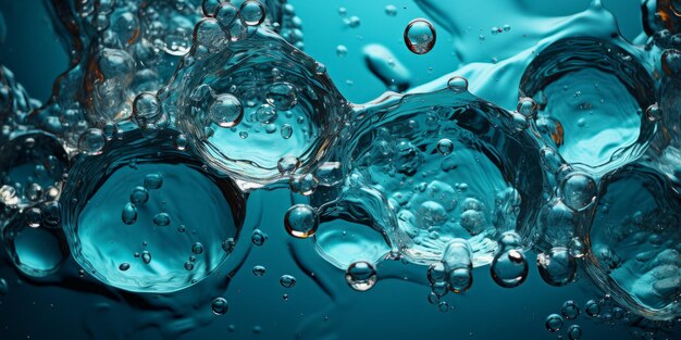 Primer plano de agua que fluye con burbujas