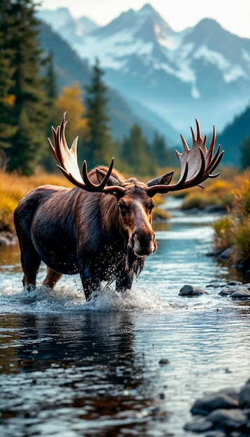 Un primer plano del alce en la naturaleza