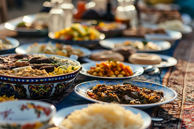 Foto gratuita un primer plano de la apetitosa comida del ramadán