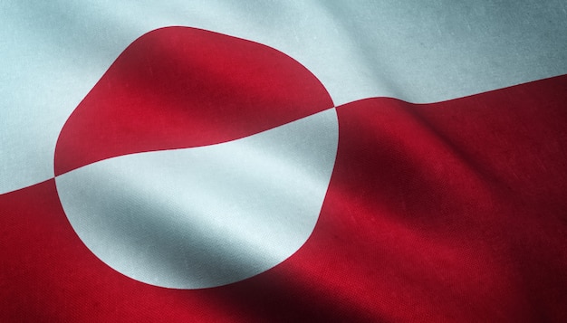 Primer plano de la bandera ondeante de Groenlandia