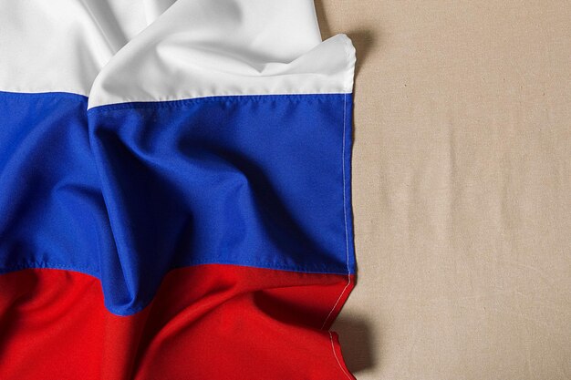 Primer plano de la bandera ondulada de rusia