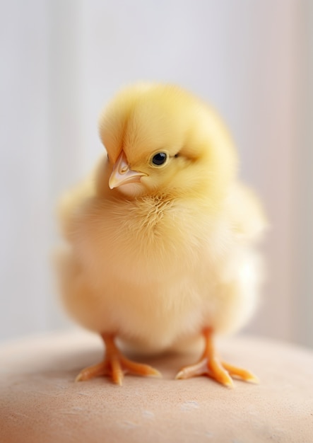 Un primer plano en el bebé pollo lindo